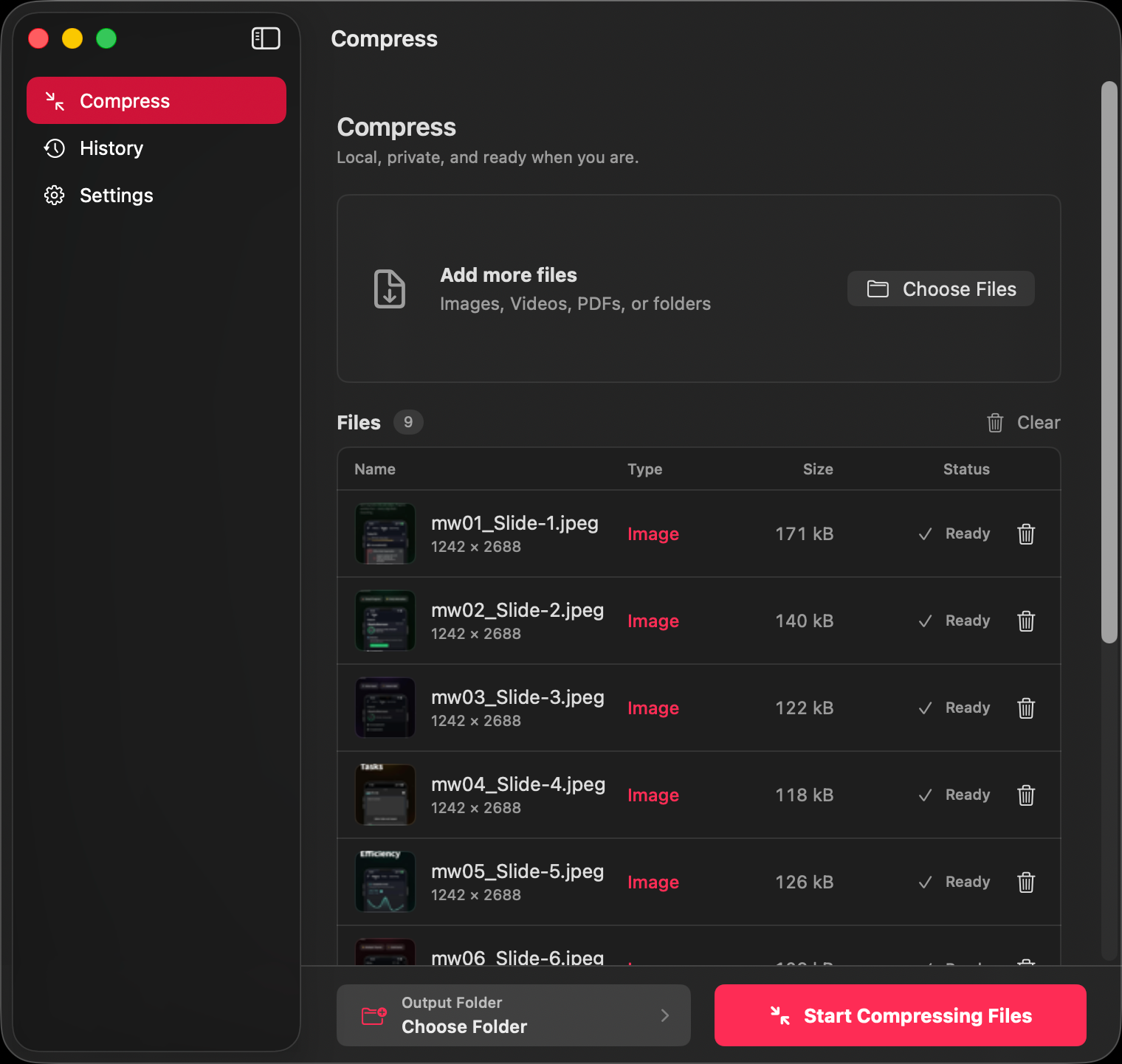 Shrinkr batch compression queue on macOS